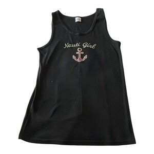 Black and Pink rhinestone Anchor Graphic Tank Top. Nauti Girl